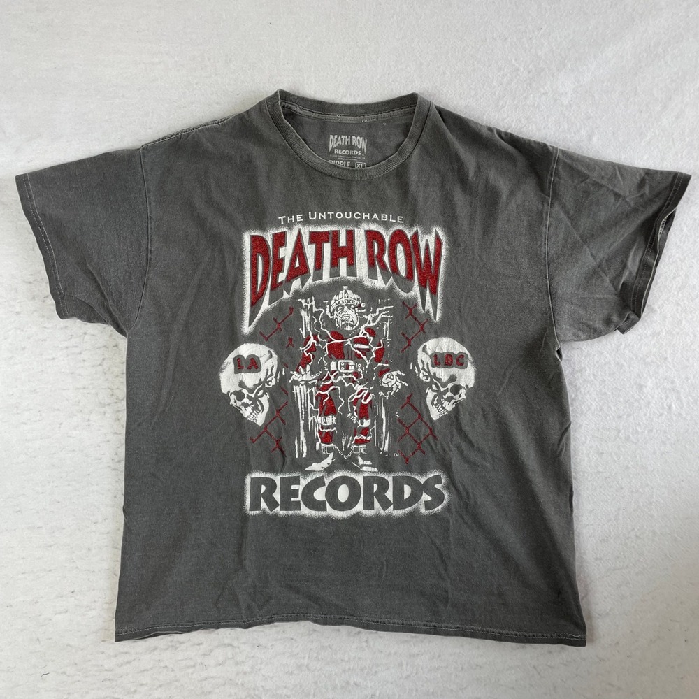Death Row Records T Shirt Mens XL Gray Graphic Short Sleeve Crew Neck Cotton Tee